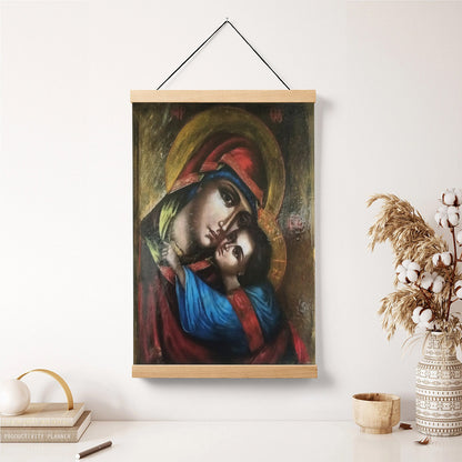Virgin Mary And Jesus Panagia Hanging Canvas Wall Art - Catholic Hanging Canvas Wall Art - Religious Gift - Christian Wall Art Decor