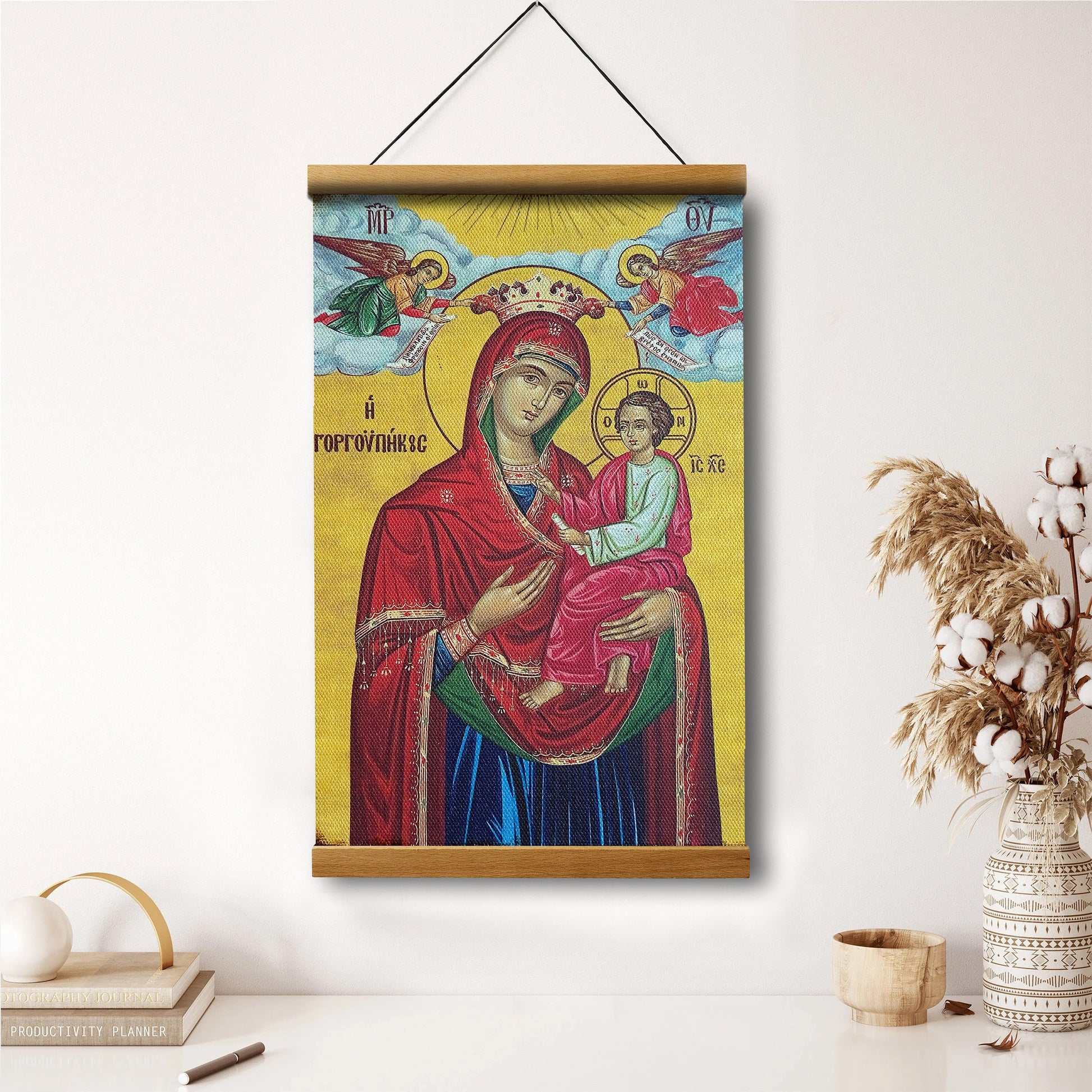 Virgin Mary And Jesus Virgin Mary Hanging Canvas Wall Art - Catholic Hanging Canvas Wall Art - Religious Gift - Christian Wall Art Decor