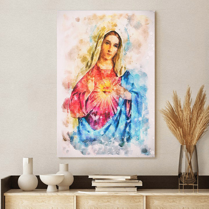 Virgin Mary Canvas Wall Art 1 - Catholic Canvas Wall Art - Religious Gift - Christian Wall Art Decor