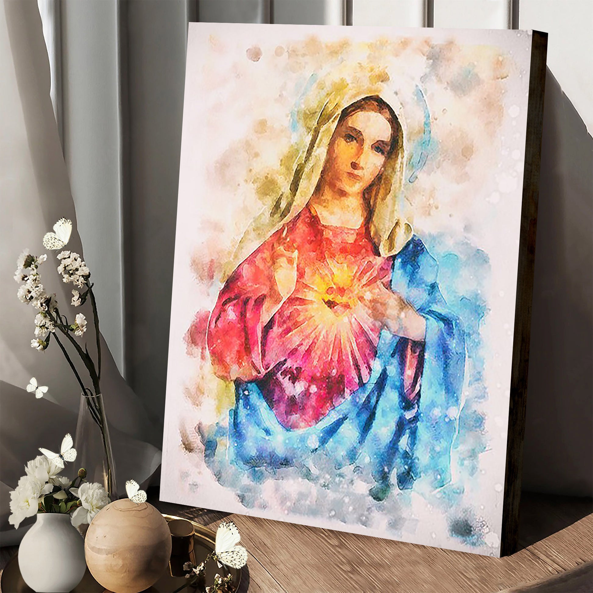Virgin Mary Canvas Wall Art 1 - Catholic Canvas Wall Art - Religious Gift - Christian Wall Art Decor