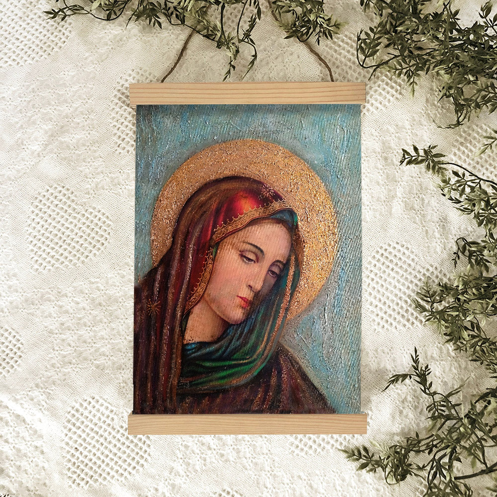 Virgin Mary Hanging Canvas Wall Art - Religious Gift - Catholic Hanging Canvas Wall Art - Religious Gift - Christian Wall Art Decor