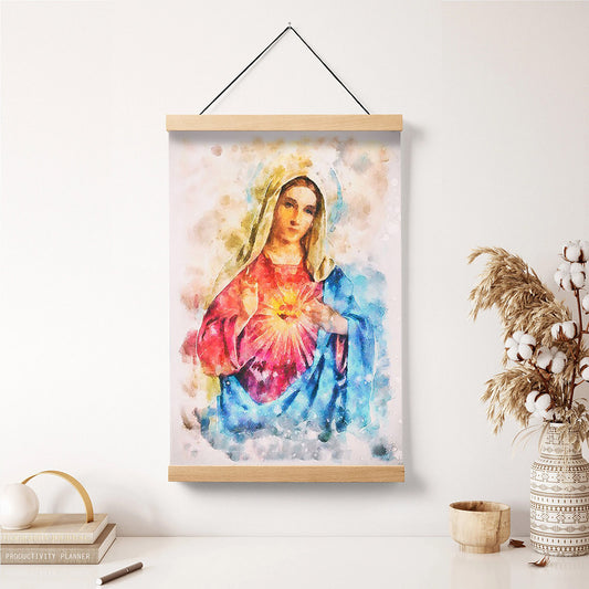 Virgin Mary Hanging Canvas Wall Art 1 - Catholic Hanging Canvas Wall Art - Religious Gift - Christian Wall Art Decor