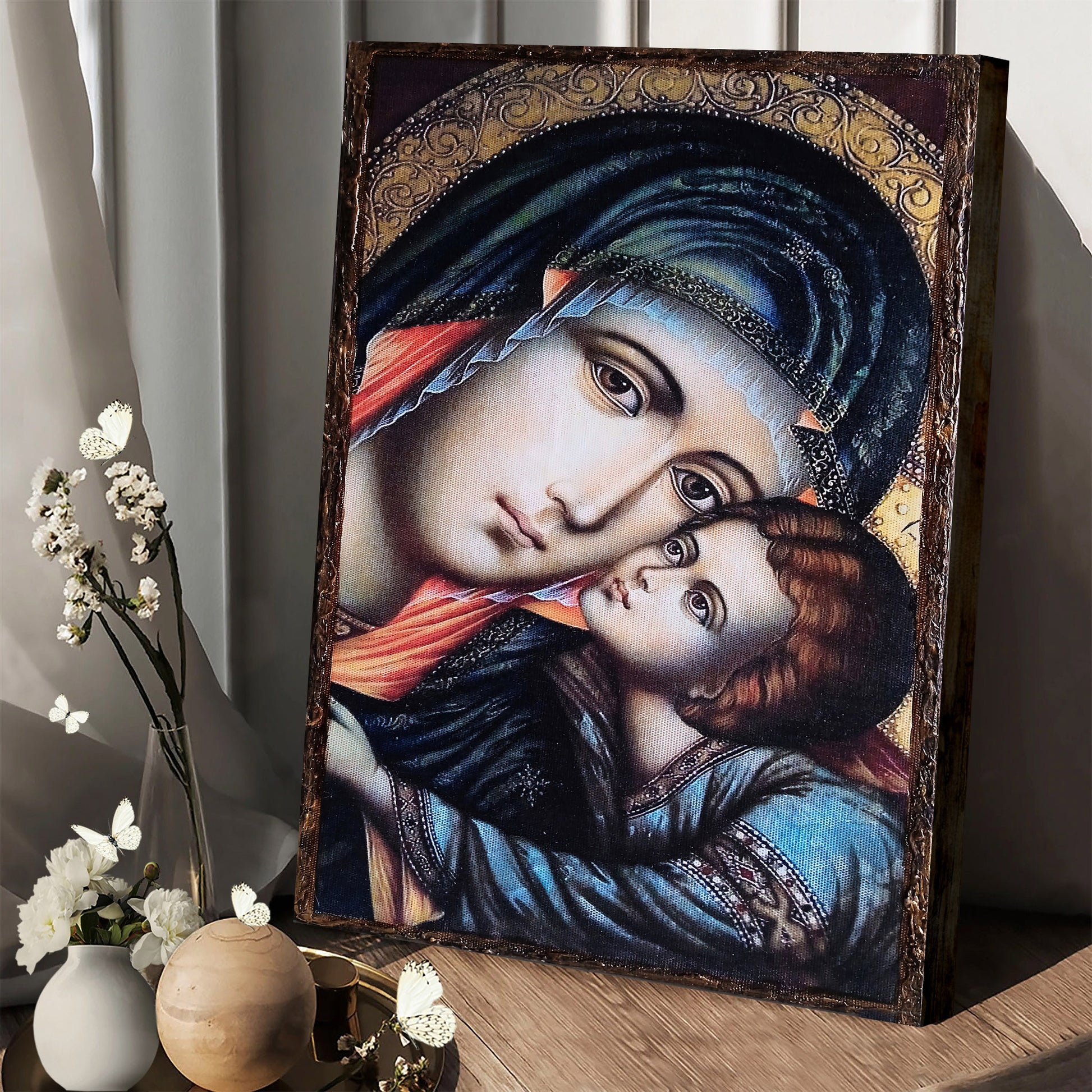 Virgin Mary Jesus Canvas Wall Art 1 - Catholic Canvas Wall Art - Religious Gift - Christian Wall Art Decor