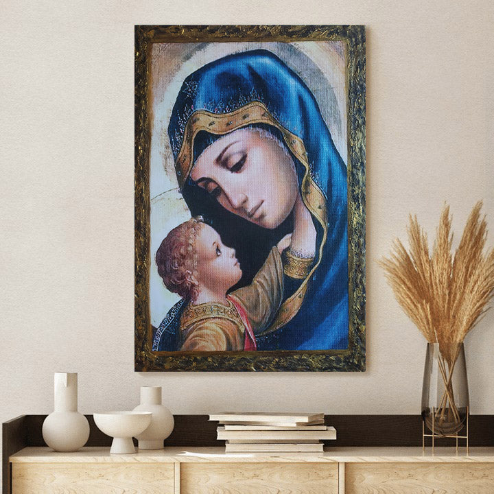Virgin Mary Jesus Christ Canvas Wall Art - Catholic Canvas Wall Art - Religious Gift - Christian Wall Art Decor
