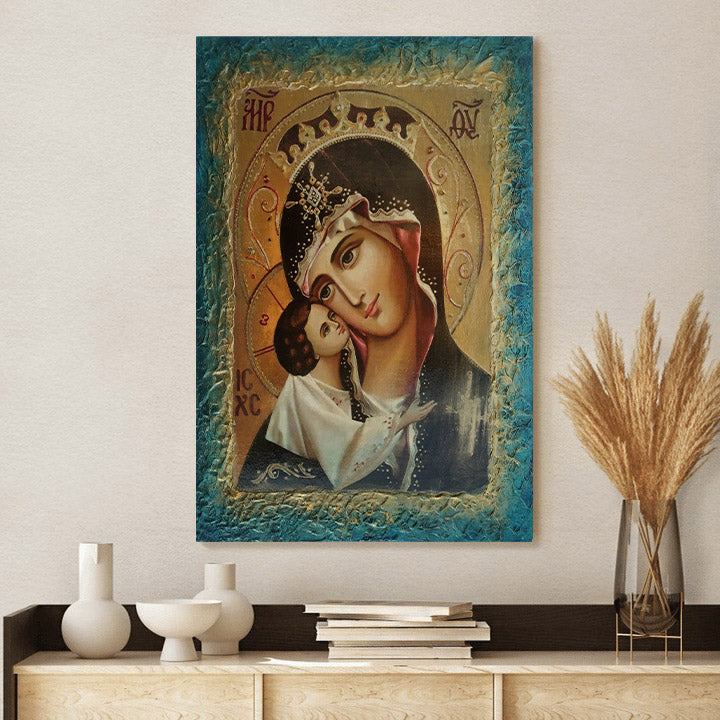 Virgin Mary Jesus Wall Art Canvas - Catholic Canvas Wall Art - Religious Gift - Christian Wall Art Decor
