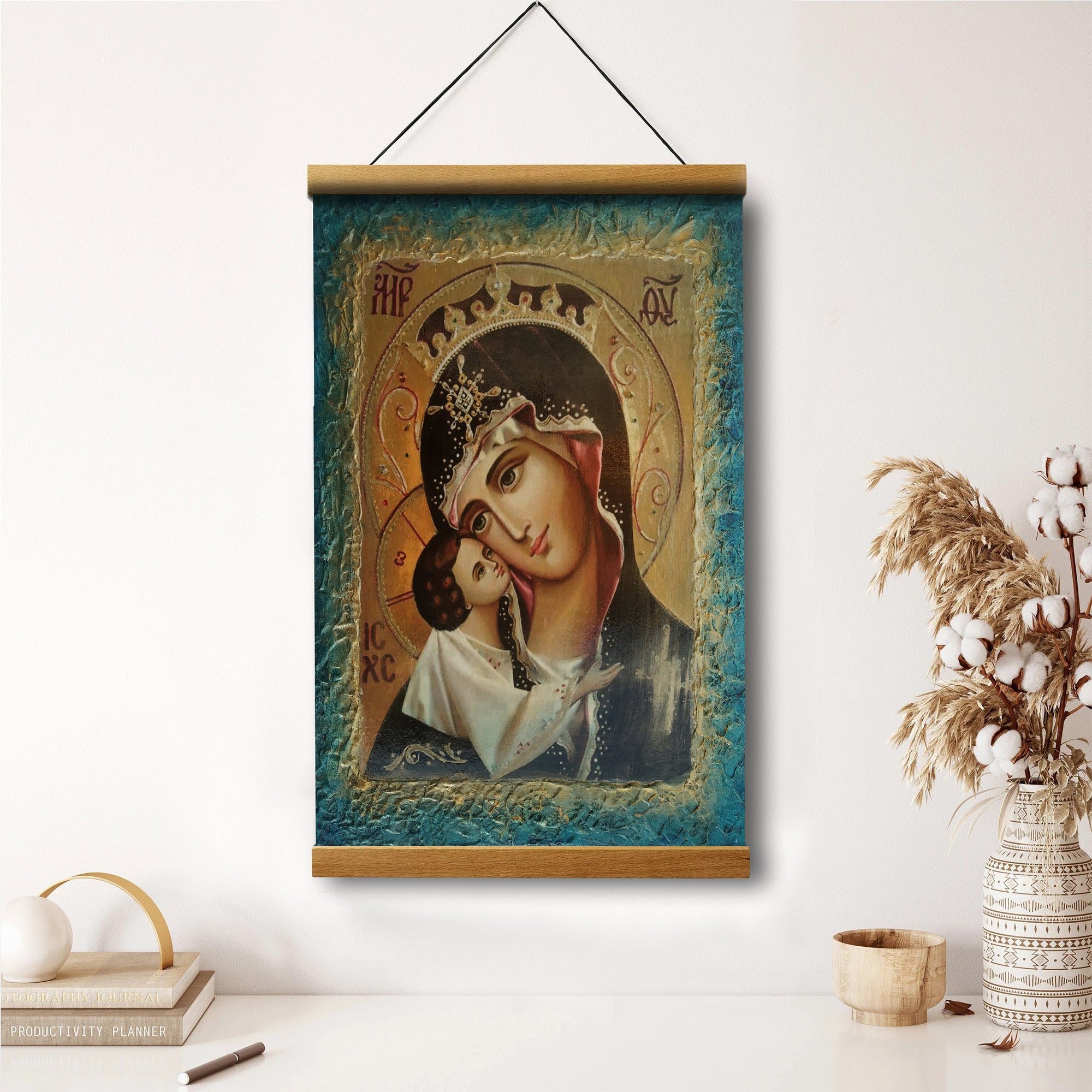 Virgin Mary Jesus Wall Art Canvas - Catholic Canvas Wall Art - Religious Gift - Christian Wall Art Decor