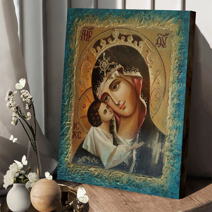 Virgin Mary Jesus Wall Art Canvas - Catholic Canvas Wall Art - Religious Gift - Christian Wall Art Decor