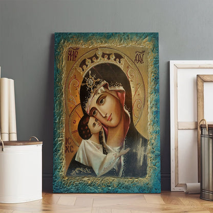 Virgin Mary Jesus Wall Art Canvas - Catholic Canvas Wall Art - Religious Gift - Christian Wall Art Decor