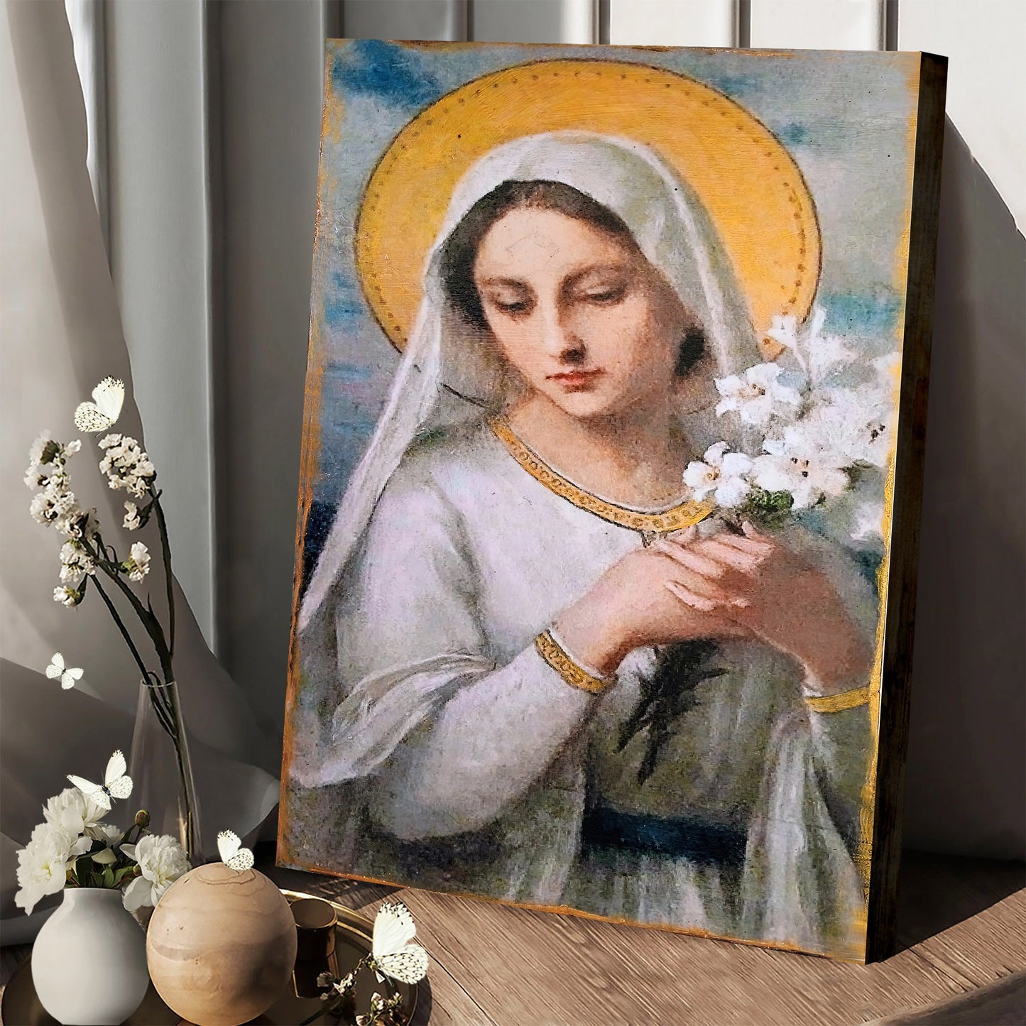 Virgin Mary Madonna Canvas Wall Art - Catholic Canvas Wall Art - Religious Gift - Christian Wall Art Decor