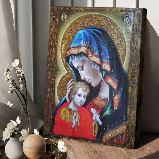Virgin Mary Madonna Religious Canvas Wall Art - Baptism Gift - Catholic Canvas Wall Art - Religious Gift - Christian Wall Art Decor
