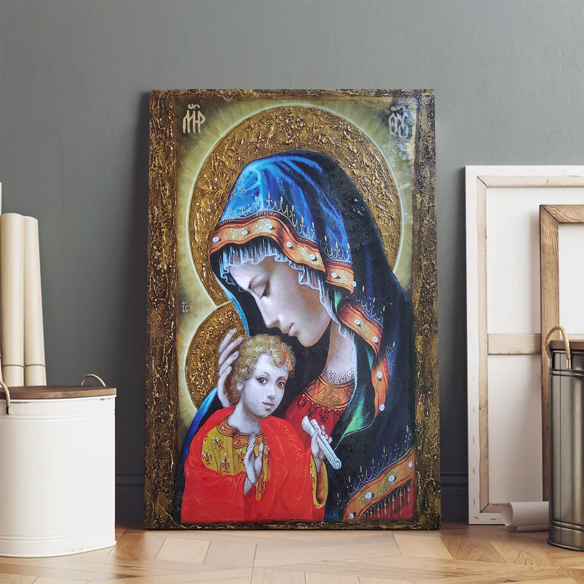 Virgin Mary Madonna Religious Canvas Wall Art - Baptism Gift - Catholic Canvas Wall Art - Religious Gift - Christian Wall Art Decor
