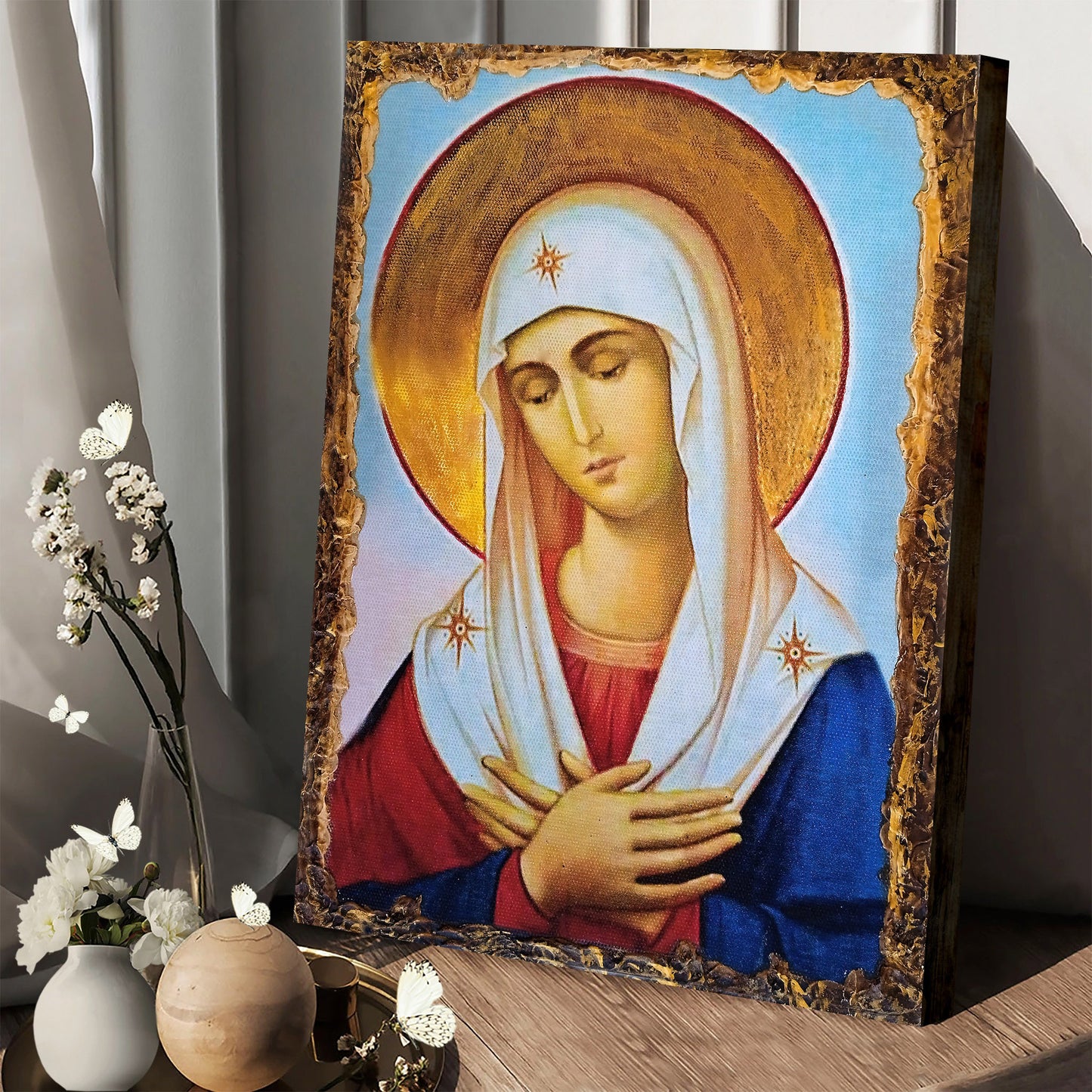 Virgin Mary Madonna Religious Canvas Wall Art - Catholic Canvas Wall Art - Religious Gift - Christian Wall Art Decor