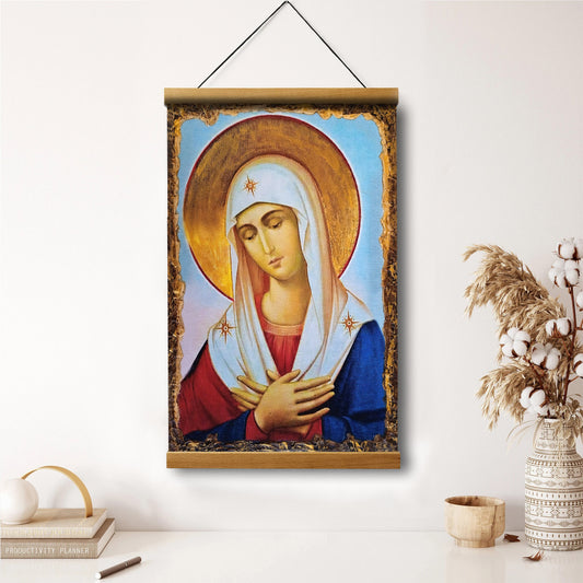 Virgin Mary Madonna Religious Hanging Canvas Wall Art - Catholic Hanging Canvas Wall Art - Religious Gift - Christian Wall Art Decor