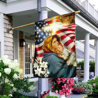 Virgin Mary and Jesus House Flags - Christian Garden Flags - Outdoor Christian Flag