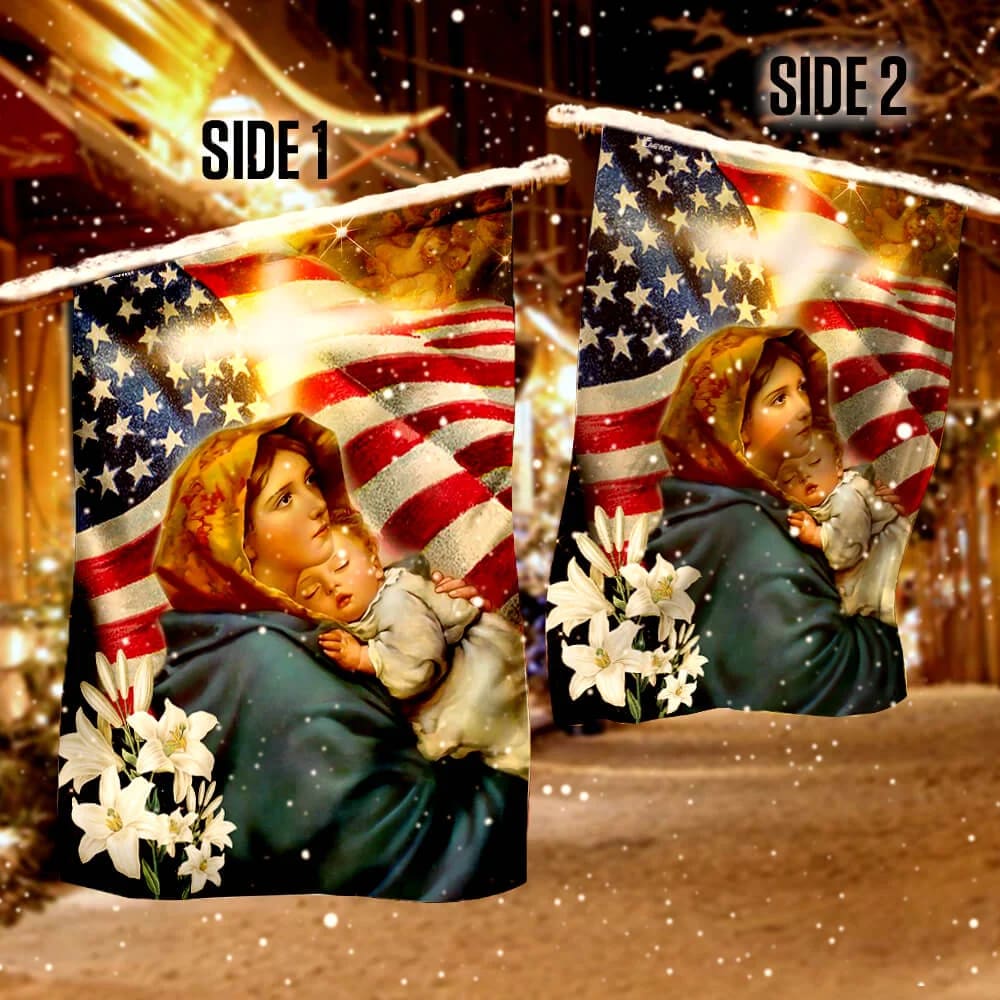 Virgin Mary and Jesus House Flags - Christian Garden Flags - Outdoor Christian Flag