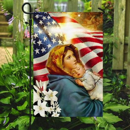 Virgin Mary and Jesus House Flags - Christian Garden Flags - Outdoor Christian Flag
