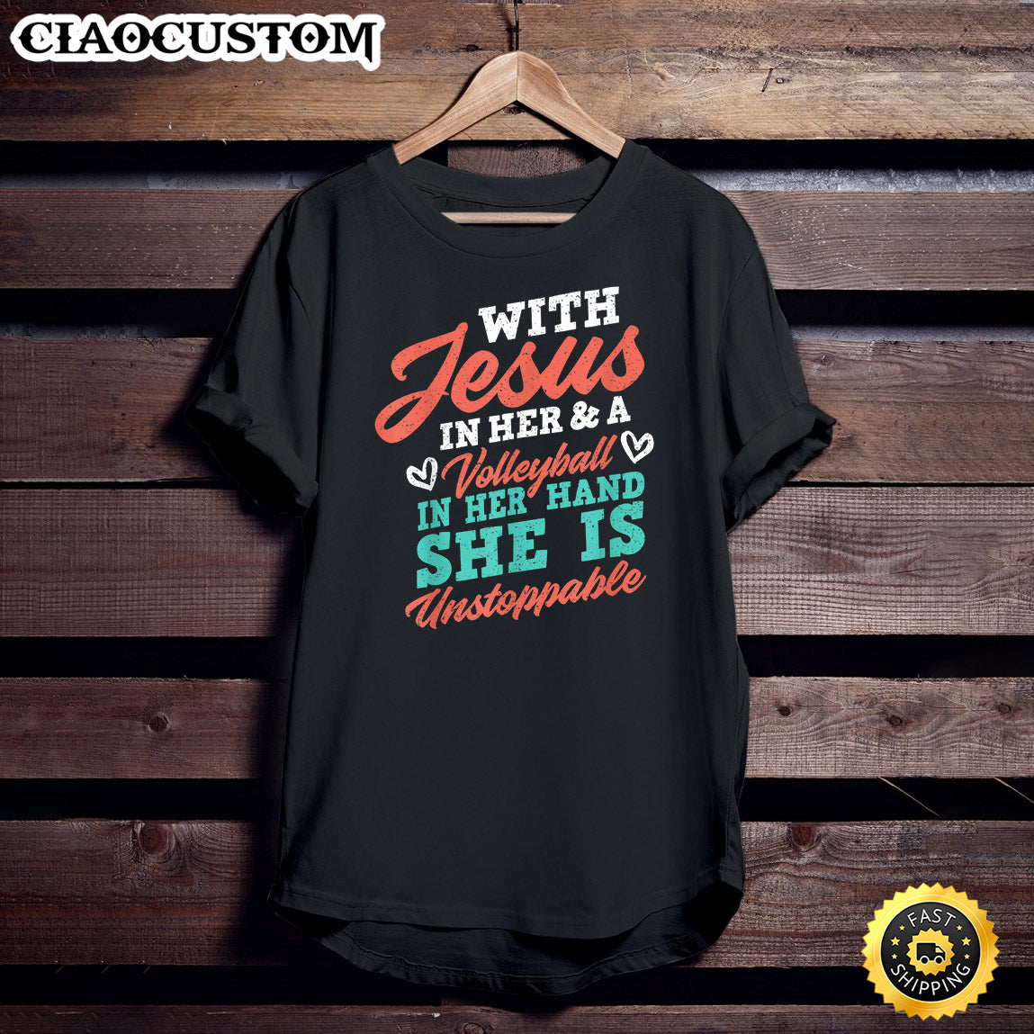 Volleyball Girl Jesus Christian Volleyball Player T-Shirt - Christian Shirt