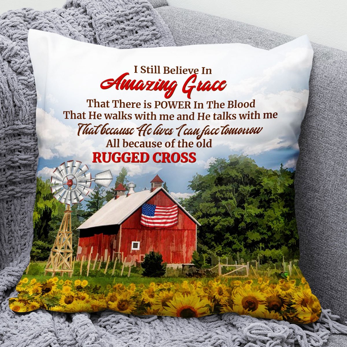 I Still Believe In Amazing Grace - Stunning Sunflower Field Throw Pillow HIH182 - 3