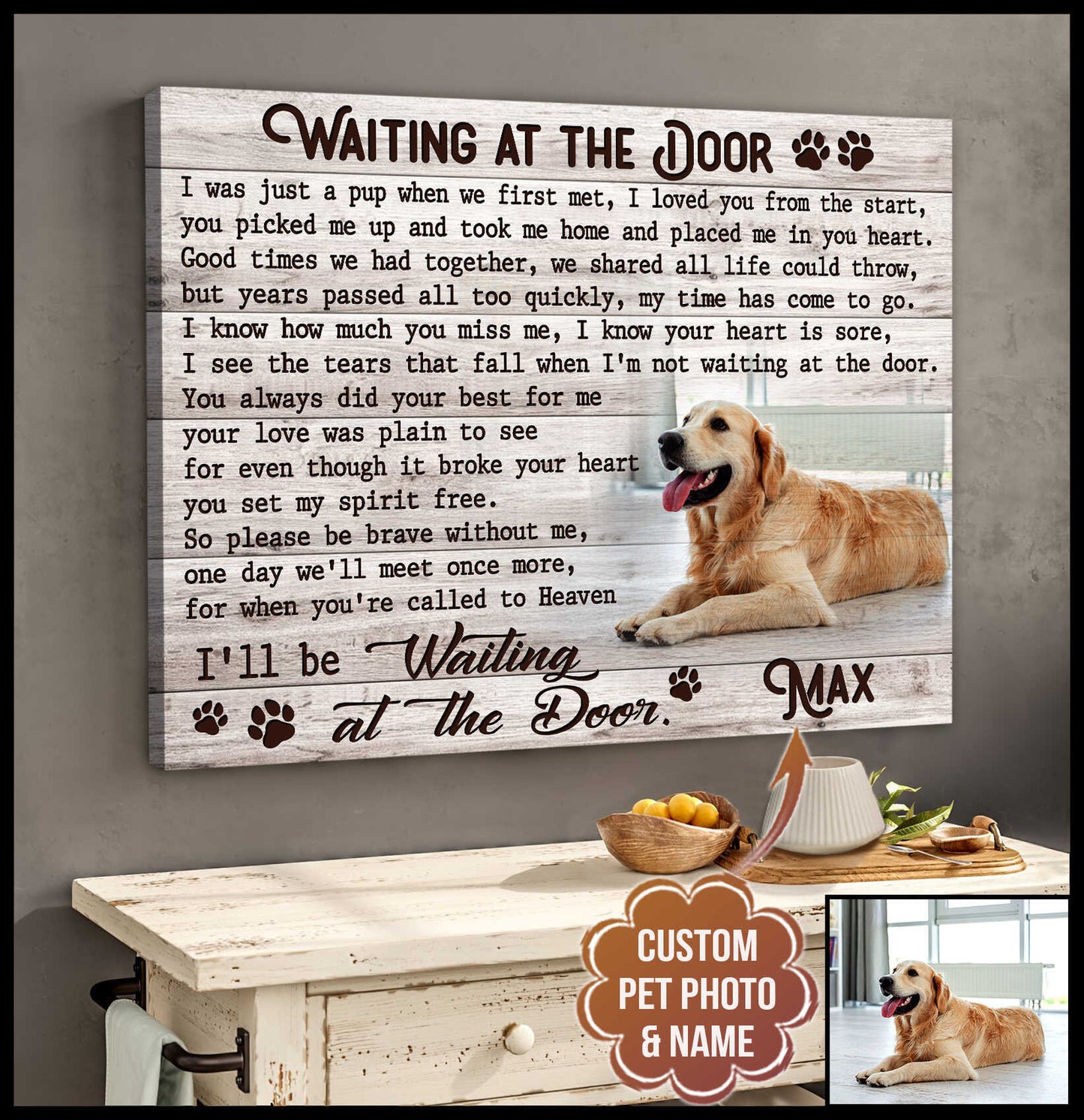 Waiting At The Door Personalized Pet Memorial Canvas Wall Art  1 - Pet Memorial Gifts