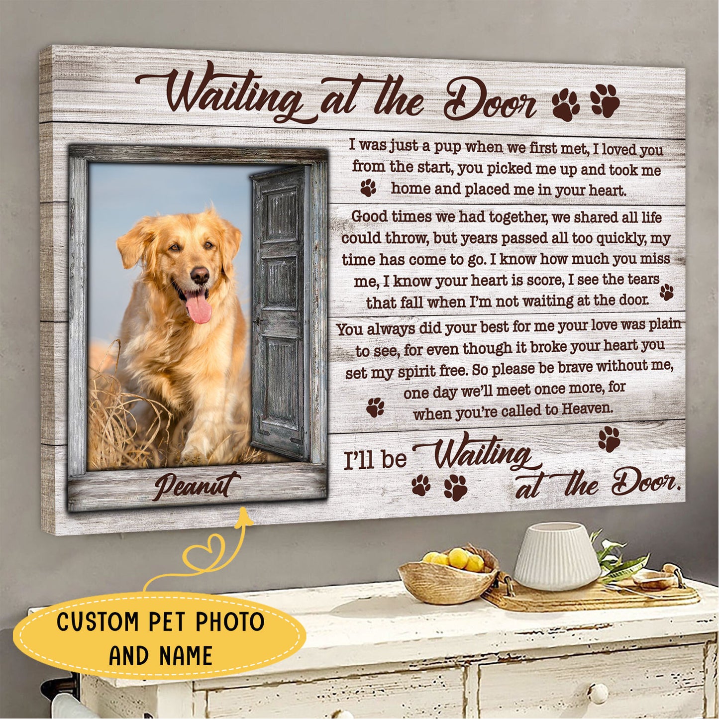 Waiting At The Door Personalized Pet Memorial Canvas Wall Art  2 - Pet Memorial Gifts