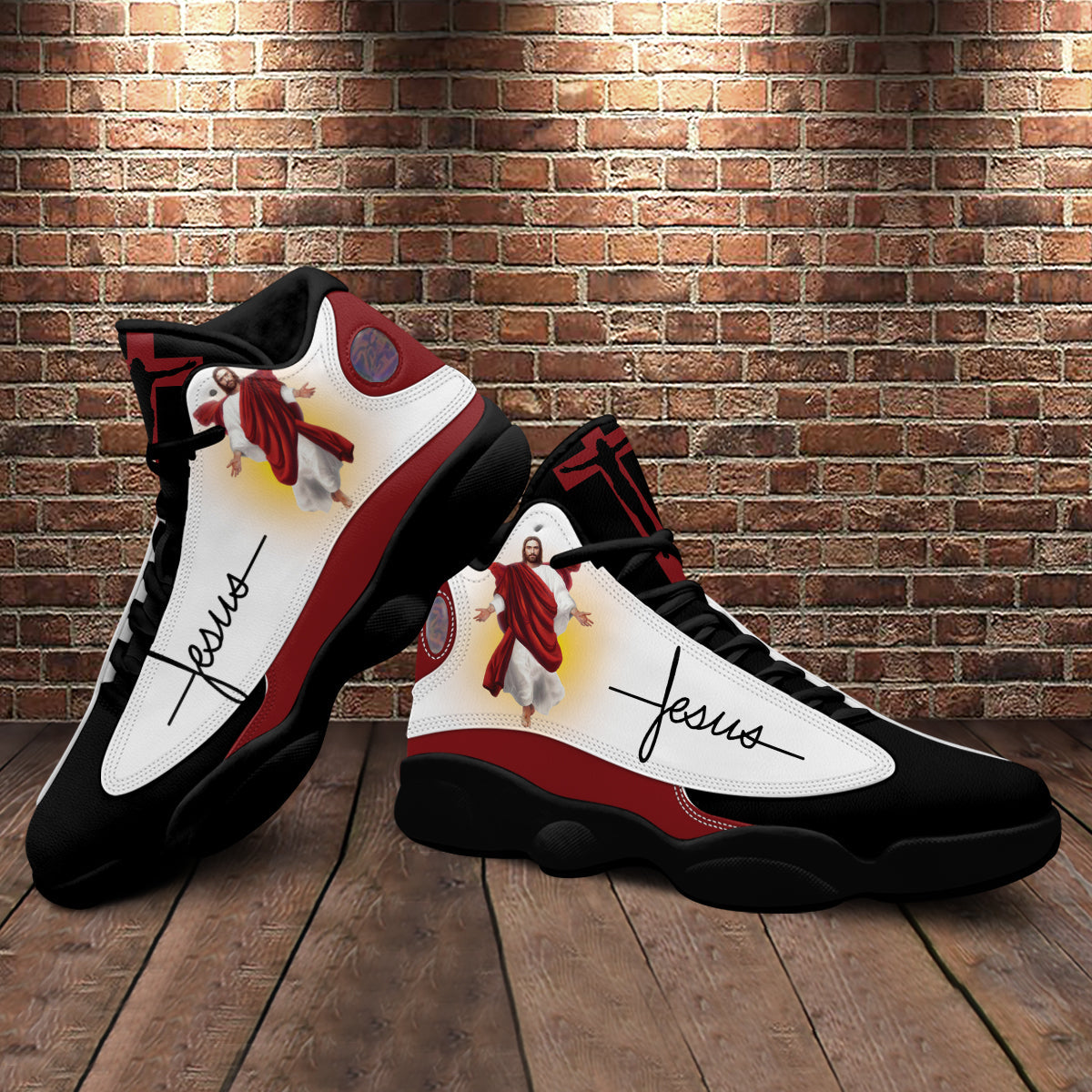 Walk By Faith Jesus And Lion Art Basketball Shoes For Men Women - Christian Shoes - Jesus Shoes - Unisex Basketball Shoes