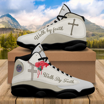 Walk By Faith Jesus Basketball Shoes For Men Women - Christian Shoes - Jesus Shoes - Unisex Basketball Shoes