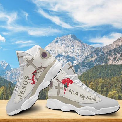 Walk By Faith Jesus Basketball Shoes For Men Women - Christian Shoes - Jesus Shoes - Unisex Basketball Shoes
