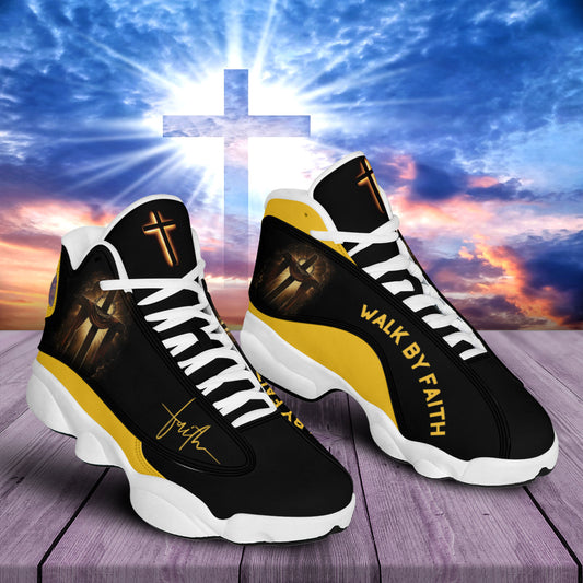 Walk By Faith Jesus Cross Basketball Shoes For Men Women - Christian Shoes - Jesus Shoes - Unisex Basketball Shoes