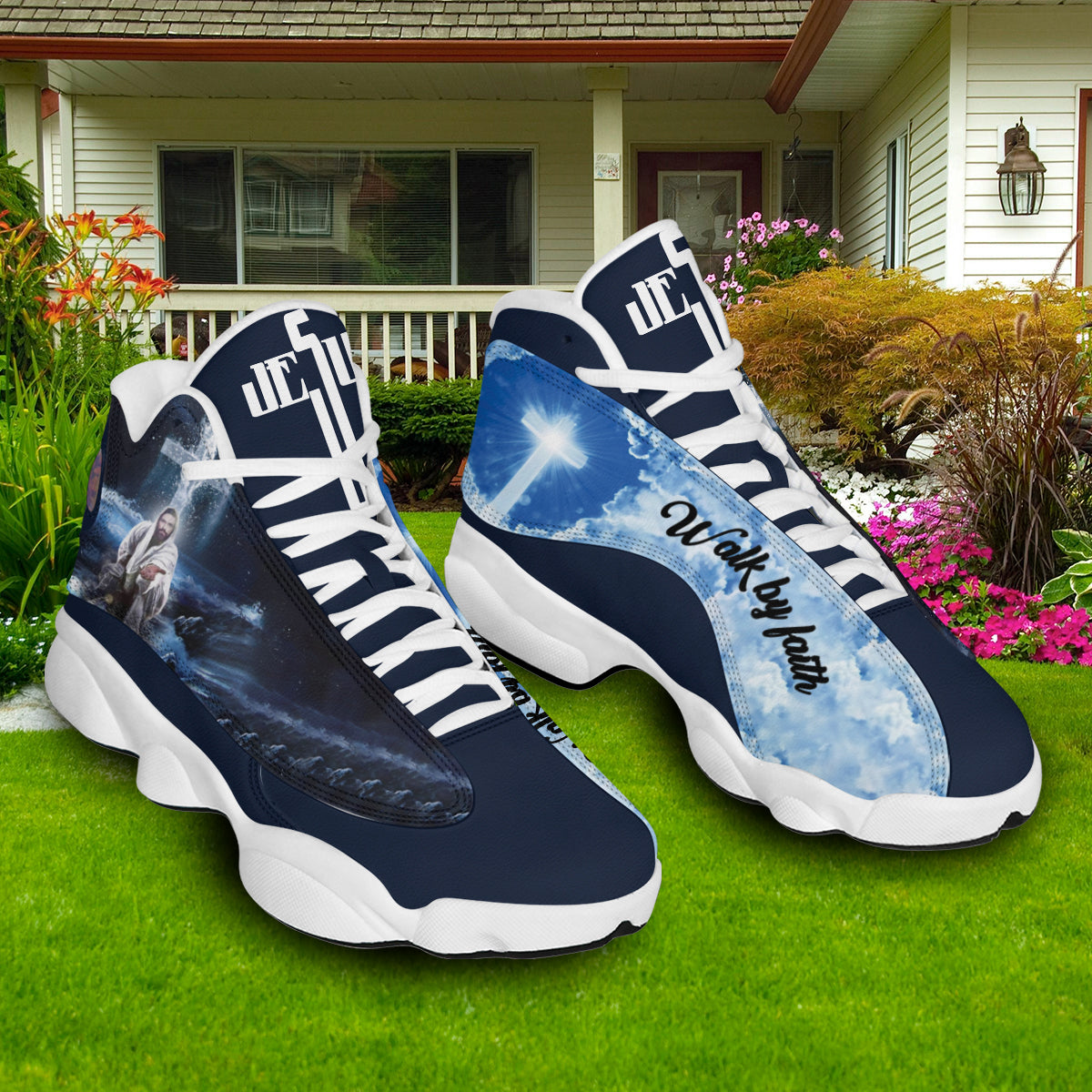 Walk By Faith Jesus Saved Basketball Shoes For Men Women - Christian Shoes - Jesus Shoes - Unisex Basketball Shoes