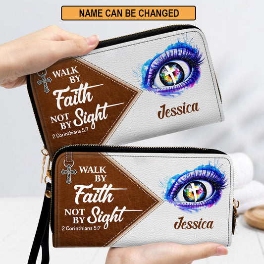 Walk By Faith, Not By Sight Clutch Purse For Women - Personalized Name - Christian Gifts For Women