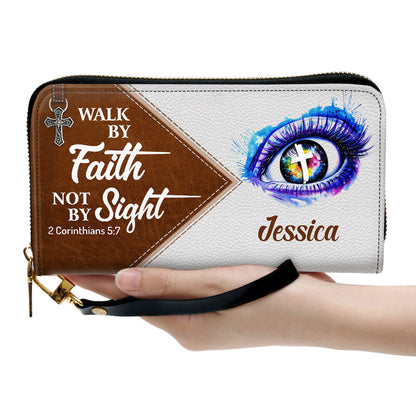 Walk By Faith, Not By Sight Clutch Purse For Women - Personalized Name - Christian Gifts For Women