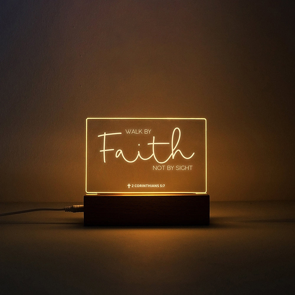 Walk By Faith Not By Sight Night Light - Bible Verse Led Light - Christian Led Night Light - Christian Home Decor - Christian Gifts