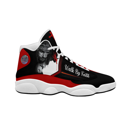 Walk By Faith PersonalizedJesus Basketball Shoes For Men Women - Christian Shoes - Jesus Shoes - Unisex Basketball Shoes