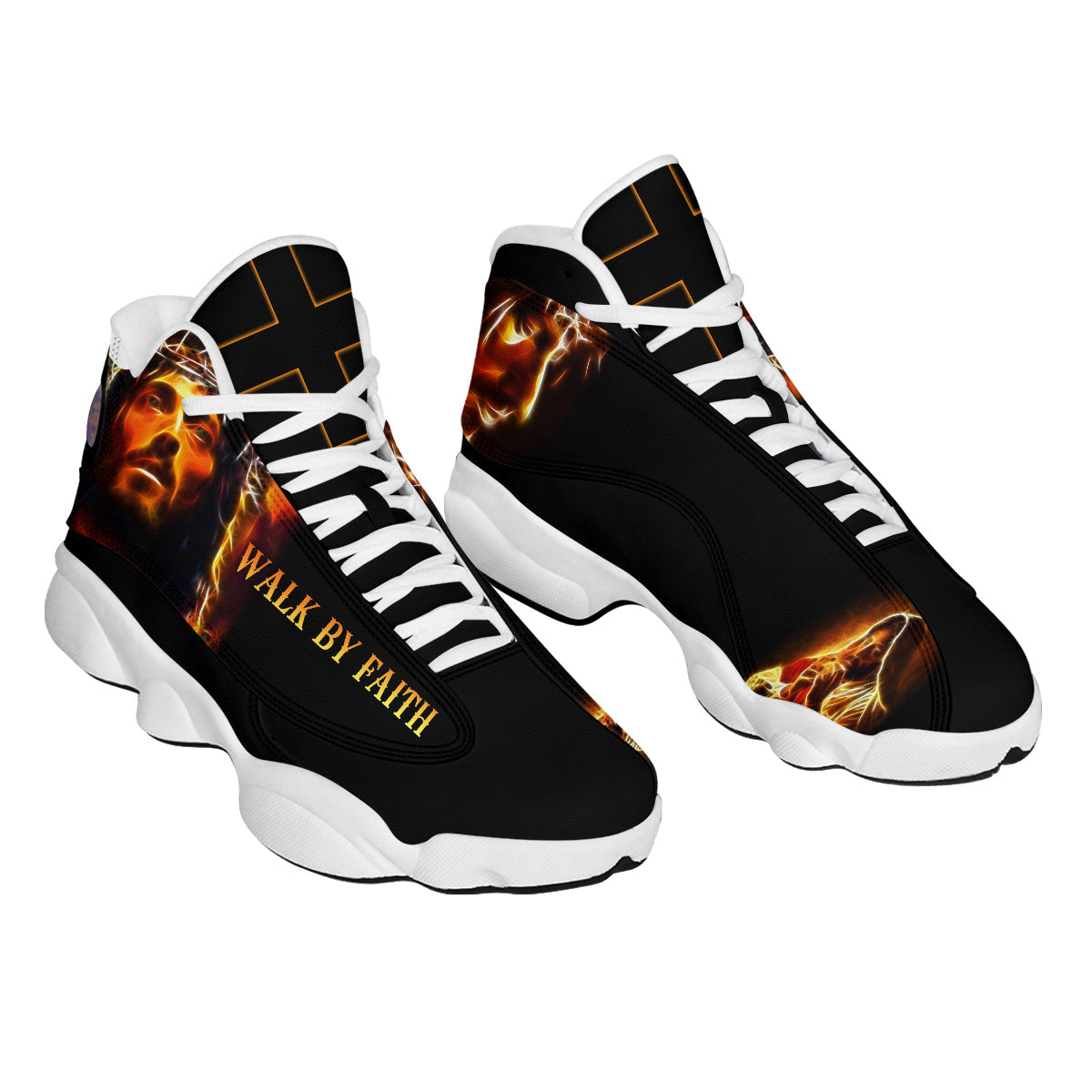 Walk By Faith Portrait Of Jesus PersonalizedJesus Basketball Shoes For Men Women - Christian Shoes - Jesus Shoes - Unisex Basketball Shoes