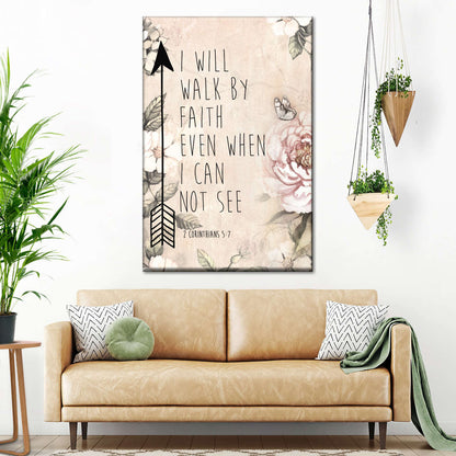 Walk By Faith Scripture Wall Art Canvas - Christian Wall Hangings - Bible Verse Wall Art Canvas
