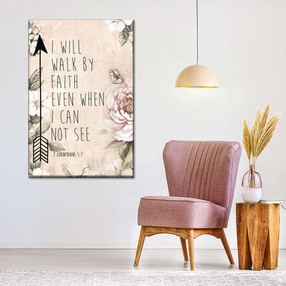 Walk By Faith Scripture Wall Art Canvas - Christian Wall Hangings - Bible Verse Wall Art Canvas