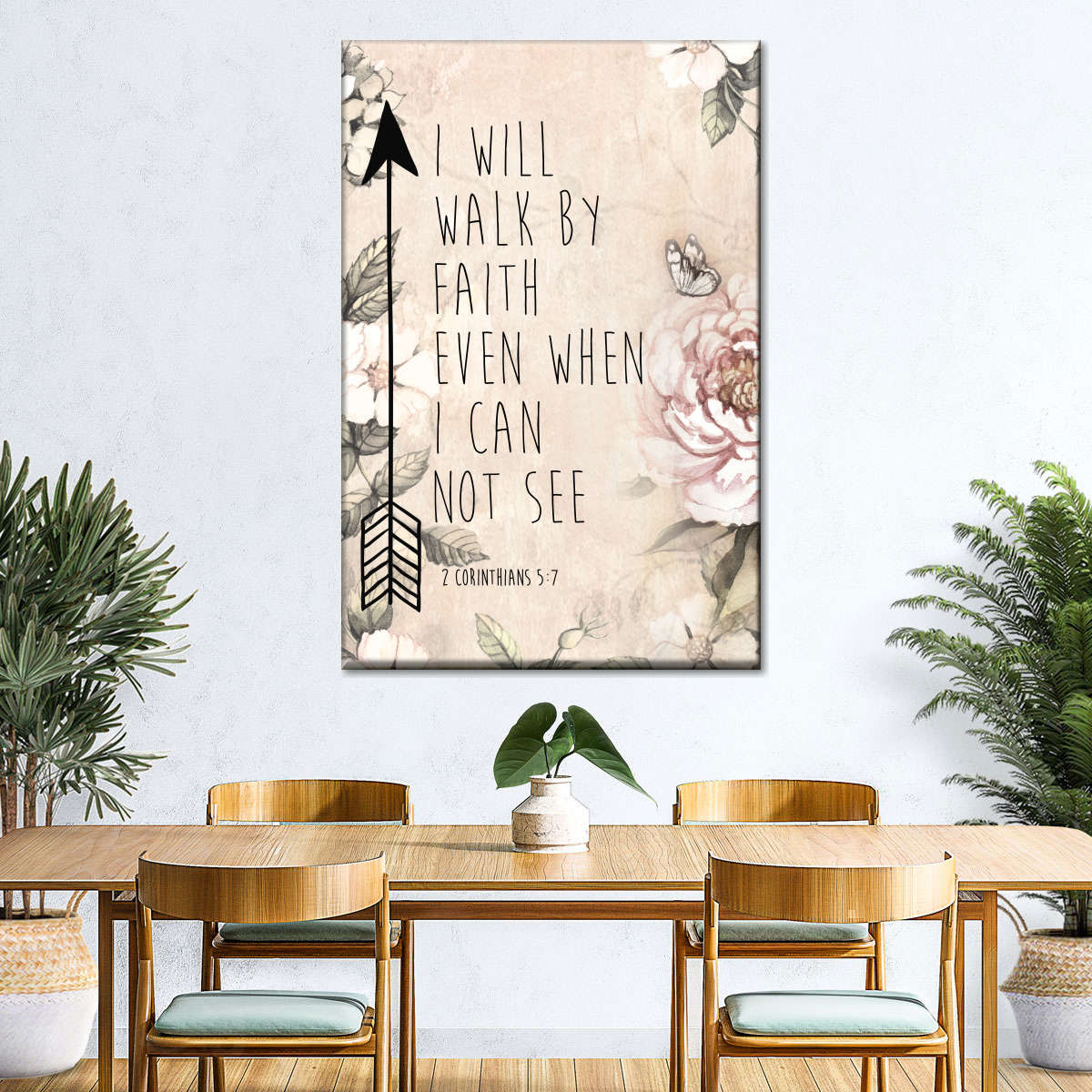 Walk By Faith Scripture Wall Art Canvas - Christian Wall Hangings - Bible Verse Wall Art Canvas