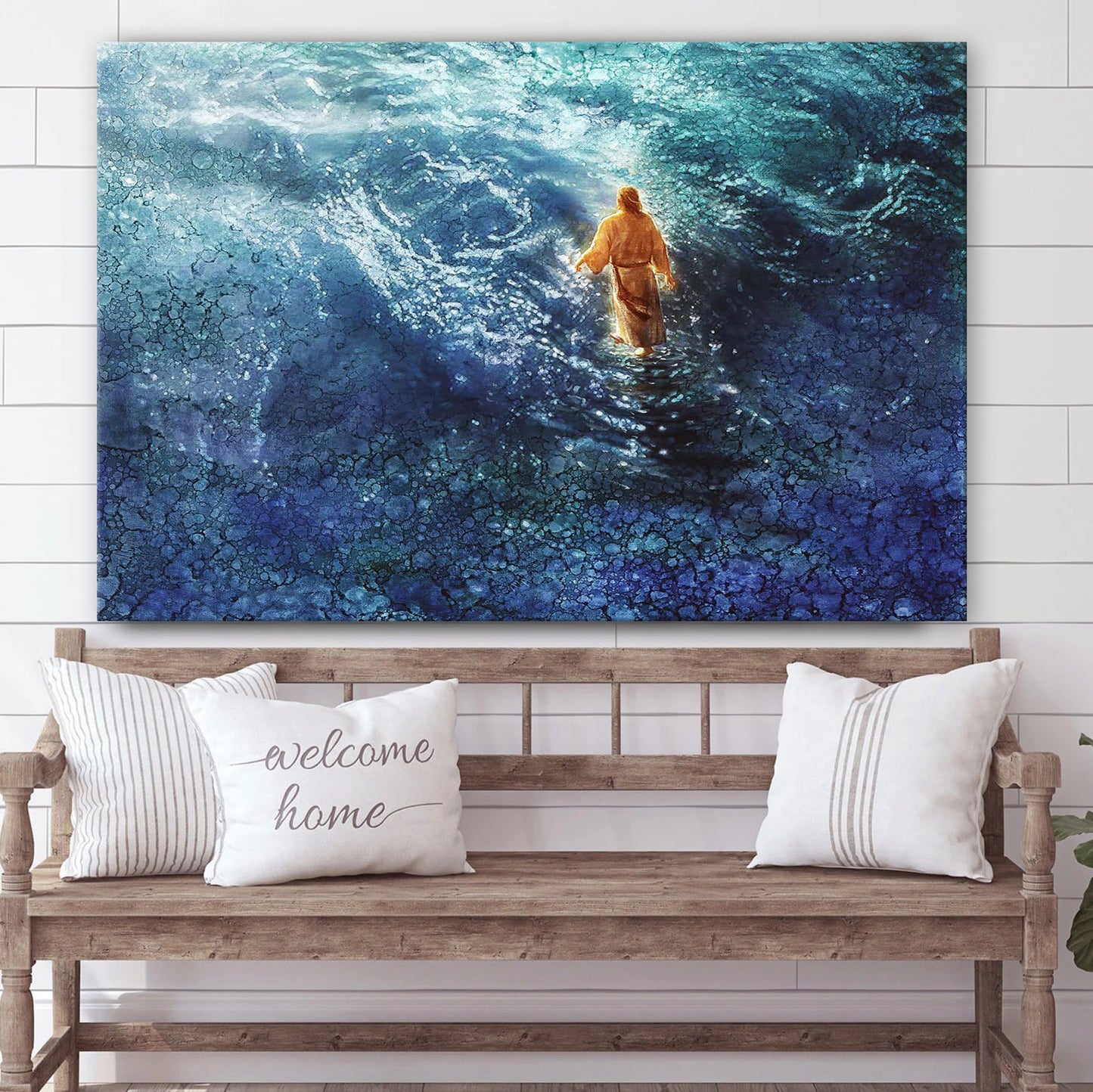 Walking On Water Canvas Wall Art - Jesus Picture - Christian Wall Decor