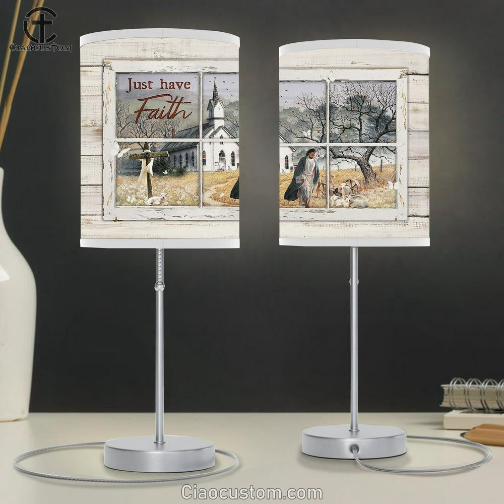 Walking With Jesus Table Lamp - Church Just Have Faith Table Lamp Art - Bible Verse Lamp Art - Room Decor Christian