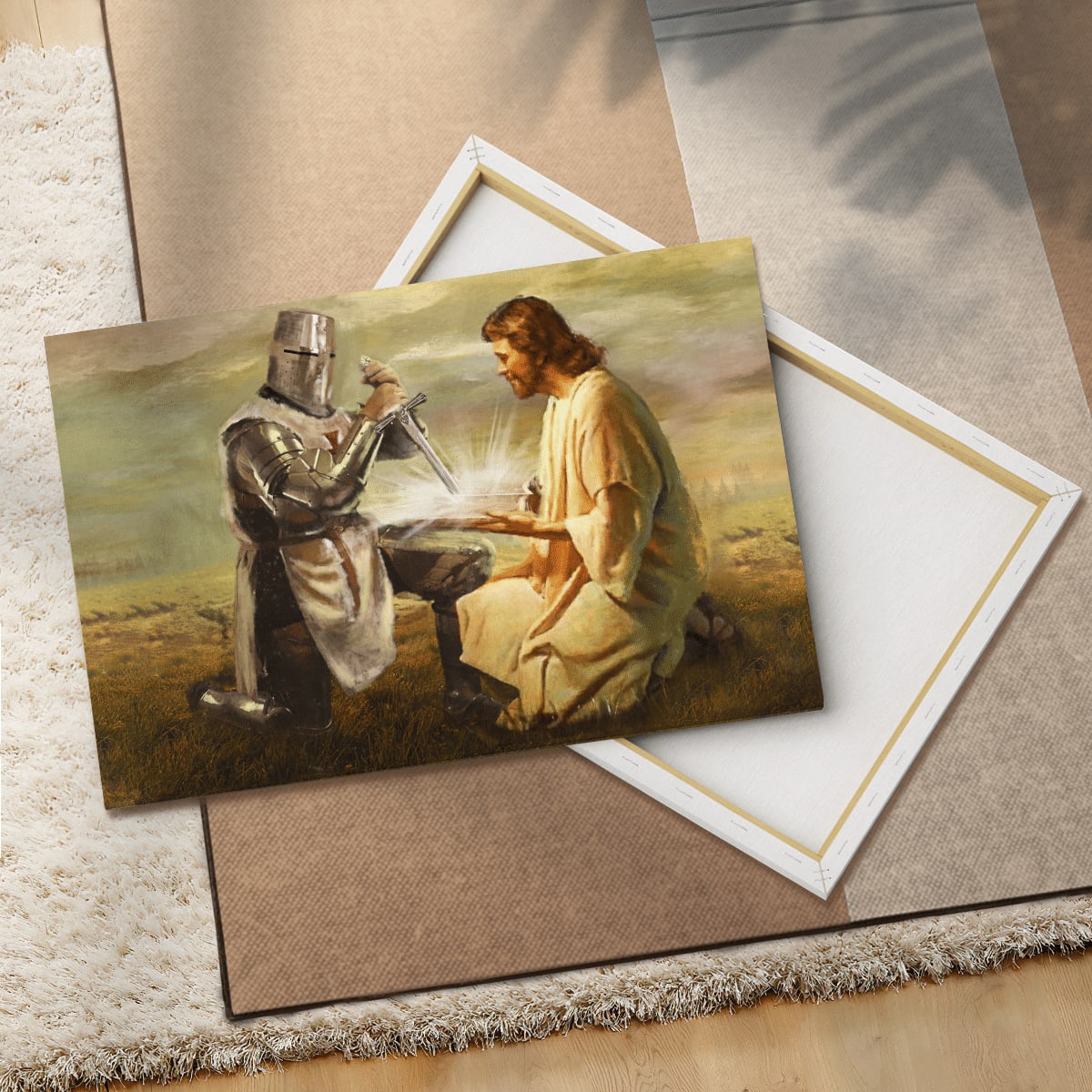 Warrior And Jesus Canvas, Christian Wall Art, Home Decor, Canvas Painting