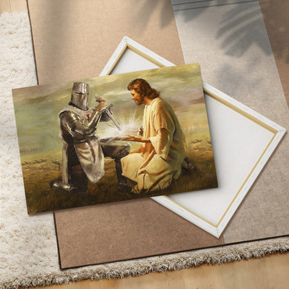 Warrior And Jesus Canvas, Christian Wall Art, Home Decor, Canvas Painting
