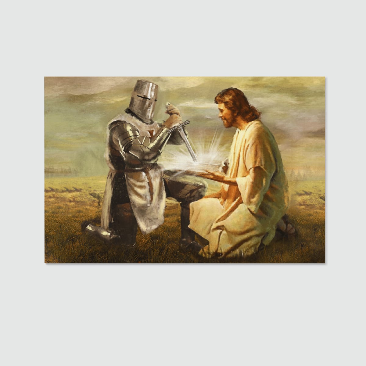 Warrior And Jesus Canvas, Christian Wall Art, Home Decor, Canvas Painting