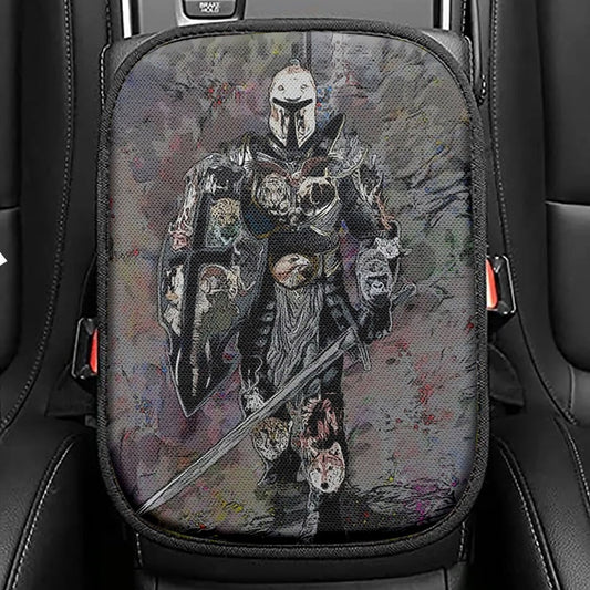 Warrior Armor Of God Seat Box Cover, Christian Car Center Console Cover, Religious Car Interior Accessories