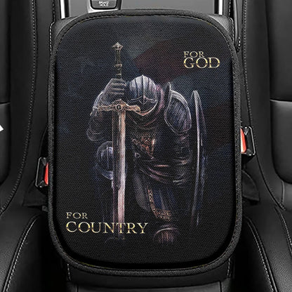 Warrior For God For Country Seat Box Cover, Christian Warrior Car Center Console Cover