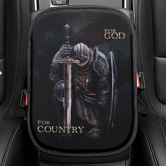 Warrior For God For Country Seat Box Cover, Christian Warrior Car Center Console Cover