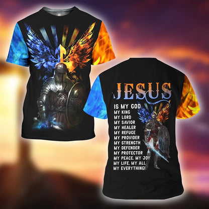 Warrior Lion Jesus Is My God My King All Over Printed 3D T Shirt - Christian Shirts for Men Women