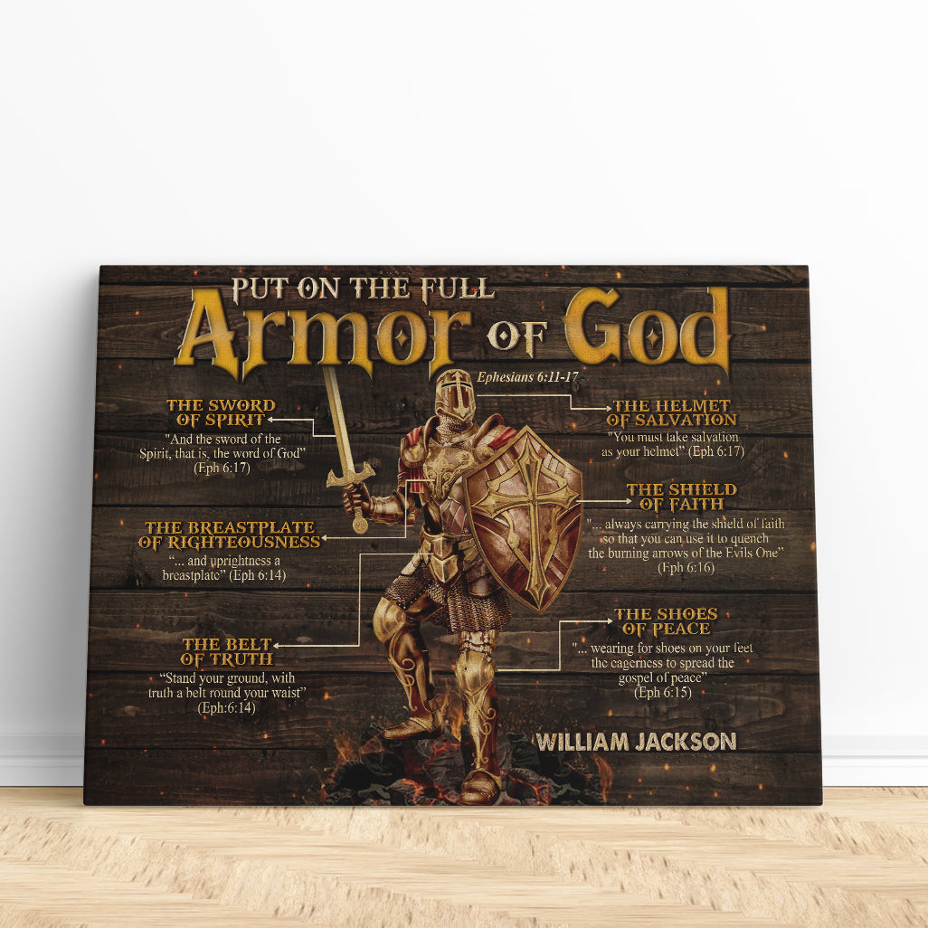 Warrior Of God Canvas - Put On The Full Armor Of God - Armor Of God Bible Verse Canvas Wall Art