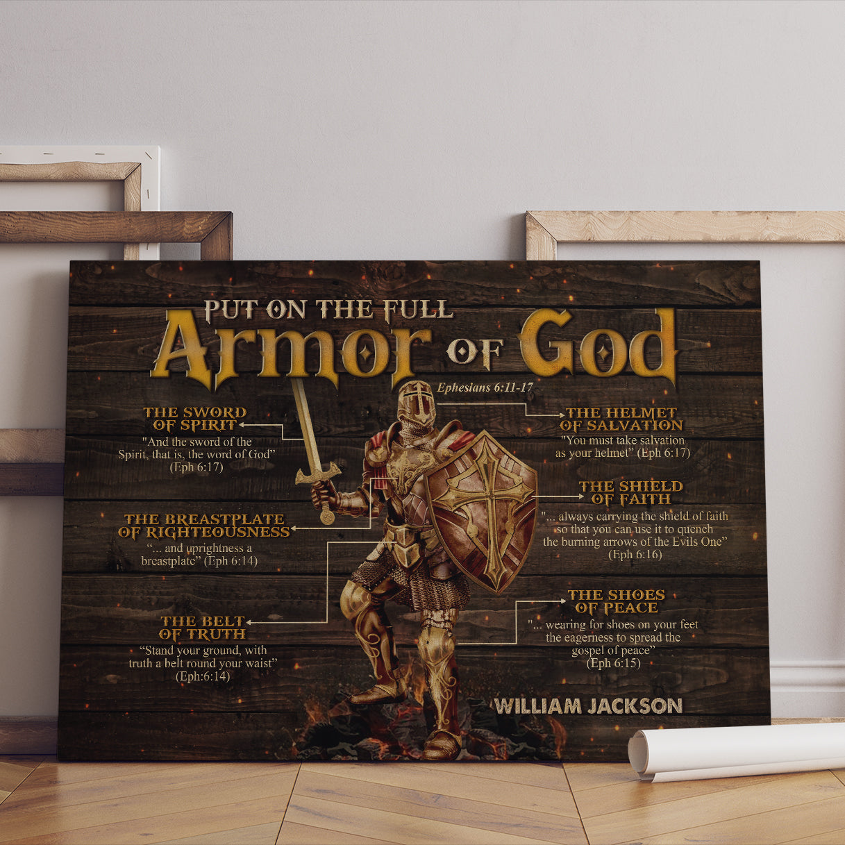 Warrior Of God Canvas - Put On The Full Armor Of God - Armor Of God Bible Verse Canvas Wall Art
