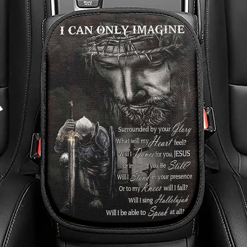 Warrior Of God I Can Only Imagine Seat Box Cover, Christian Car Center Console Cover, Bible Verse Car Interior Accessories