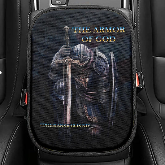 Warrior The Armor Of God Seat Box Cover, Jesus Car Center Console Cover, Christian Car Interior Accessories